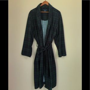 Tommy Hilfiger Blue/Green Plaid Striped Robe O/S